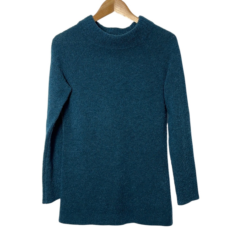 Talbots Wool Blend Textured Sweater Womens Size S Teal Wide Neck